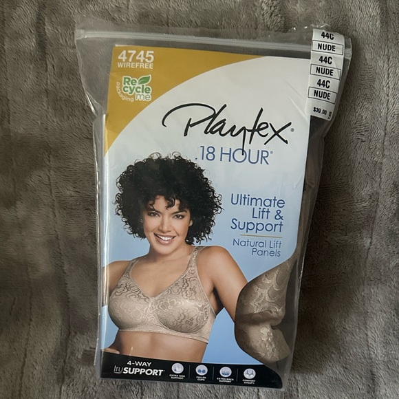 Playtex 18 Hour Ultimate Lift Bra - Beige Floral (wireless) - Picture 2 of 2